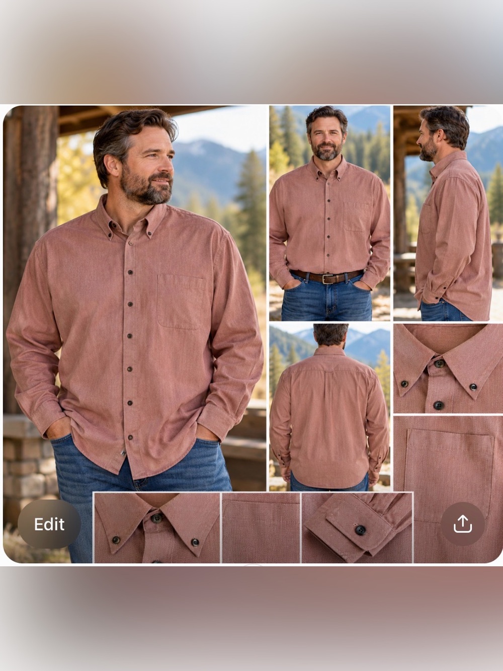 Rochester Button Down Cotton Shirt in Pink Size 3X Tall